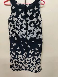 Blue Dress With Butterfly Print