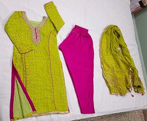 Lime Green & Hot Pink Salwar Kameez