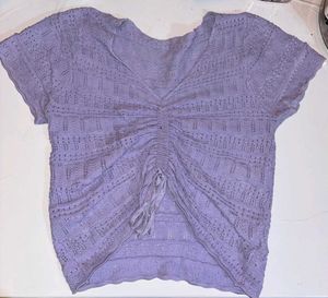 Lavender Knit Tie-Front Top