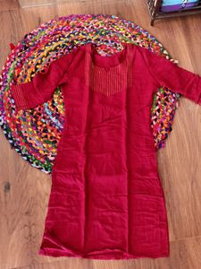Straight Red Kurta