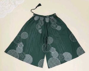 Olive Culottes Trousers with Drawstring Waist