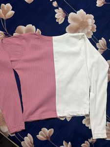 Pink &amp; White Long Sleeve Top