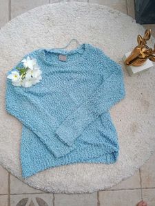 Light Blue Textured Knit Sweater