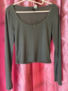 H&M Lace Trimmed Ribbed Top