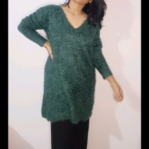 Green Fur Long Sweater