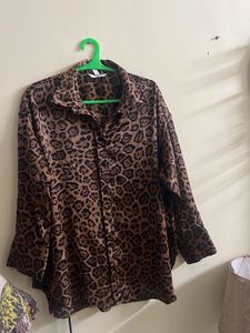 H&M Leopard Print Button-Down Shirt