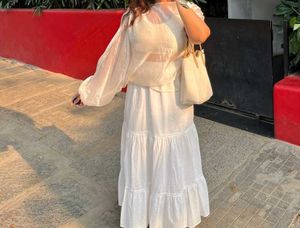 Savana White Long Skirt