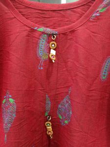 Red Printed Kurta