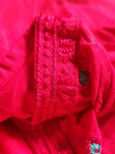 Dark Pink Embroidered Kurta