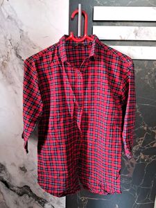 Red Plaid Button Down Shirt