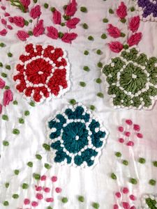 White Beautiful Cotton With Wonderfull Kadha