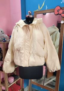 Cream Fluffy Puffer Jacket (New Condition)