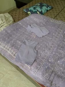 Elegant Lavender Embellished Saree