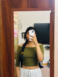 Olive Green Off-Shoulder Top