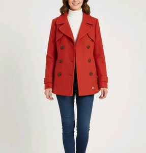 Chic Red Pea Coat
