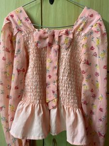 Korean Cute Floral Puff Sleeve Top