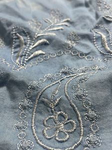 Blue Embroidered Off-Shoulder Top