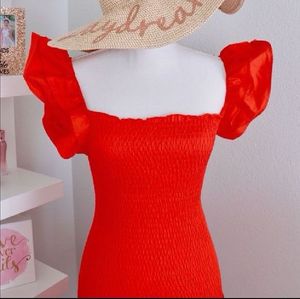 ZARA BRIGHT RED RUFFLED DRESS