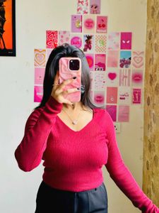 Purple V-Neck Long Sleeve Top