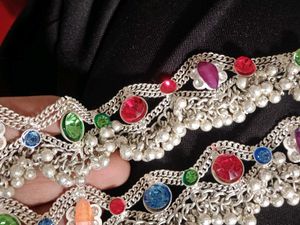 Silver Pleated Anklets