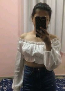 Off-shoulder white top