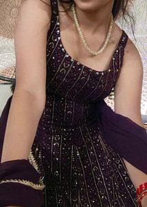 Elegant Plum Embroidered Indian Suit