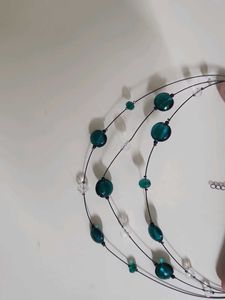 Emerald Green Bead Necklace with earrings Imported