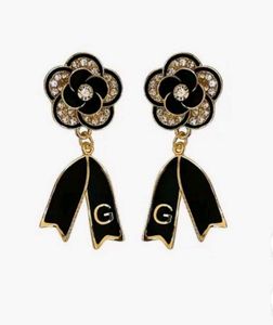 Black Flower Crystal Earrings
