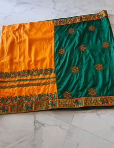 Only One Time Wear Saree With Stitch Blouse