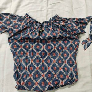 Patterned Blue Top