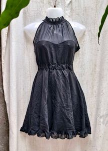 11277. Black Halter Neck Mini Dress