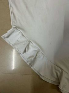 White Ruffle Hem Midi Skirt