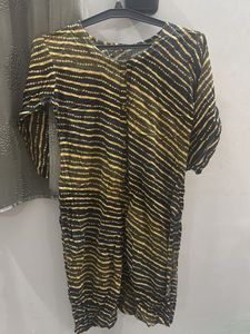 Elegant Tie-Dye Kurti in Yellow & Black