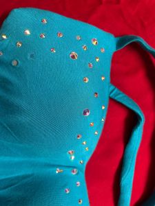 Teal Embellished Halter Top