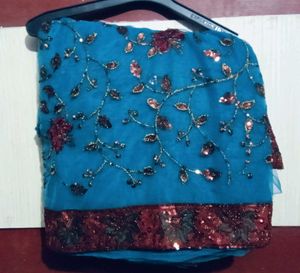 heavy work bridal saree.