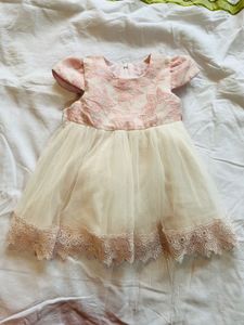 Elegant Pink &amp; Cream Tulle Dress