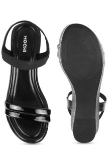 mochi black wedge heels