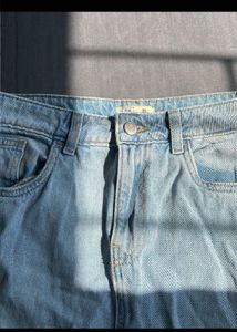 Denim Midi Skirt with Slit