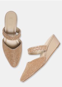 W Women's Nude Mule Wedges