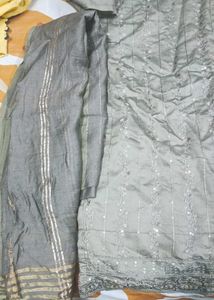 Gray Partywear Kurta Set