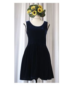 Korean Velvet Navy Dress