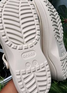 Beige Platform Crocs