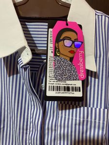 Blue Stripe Crop Shirt