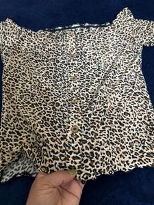 SHEIN Leopard Print Off-Shoulder Top