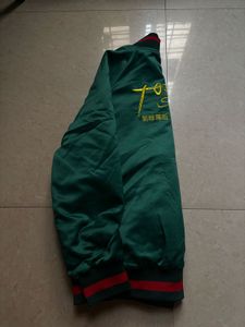 Green Satin Bomber Jacket