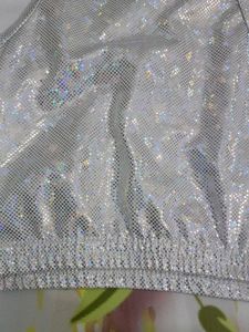 (1100)Silver Sparkle Crop Top
