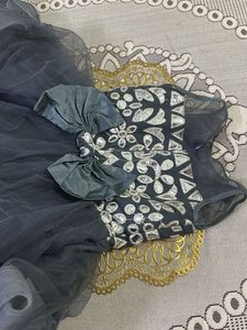 Elegant Grey Ruffled Party Dress