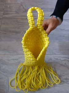 Yellow Macrame Pouch