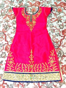 Pink Embroidered Kurti With Patiyala Pant