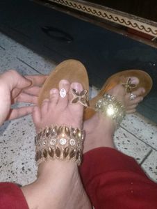 Embellished Gold Slides